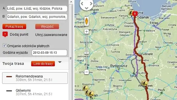 Kraków Gdańsk: A1 przez Łódź czas, koszty, komfort podróży