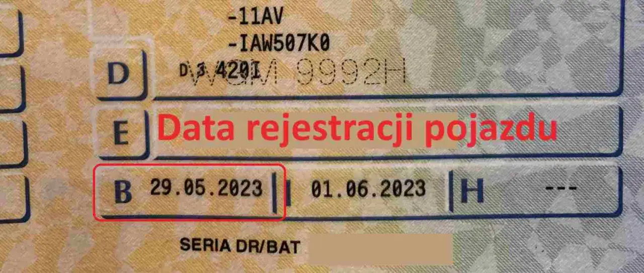 dowód rejestracyjny samochodu VIN numer rejestracyjny data pierwszej rejestracji