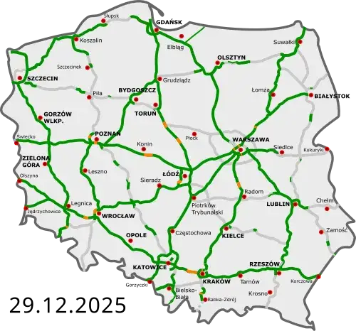Mapa autostrad i dr&oacute;g ekspresowych w Polsce