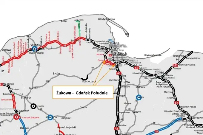 Mapa trasy Krak&oacute;w Gdańsk A1 vs S7