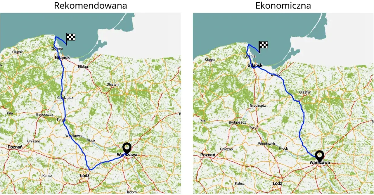 mapa trasy Warszawa Kołobrzeg