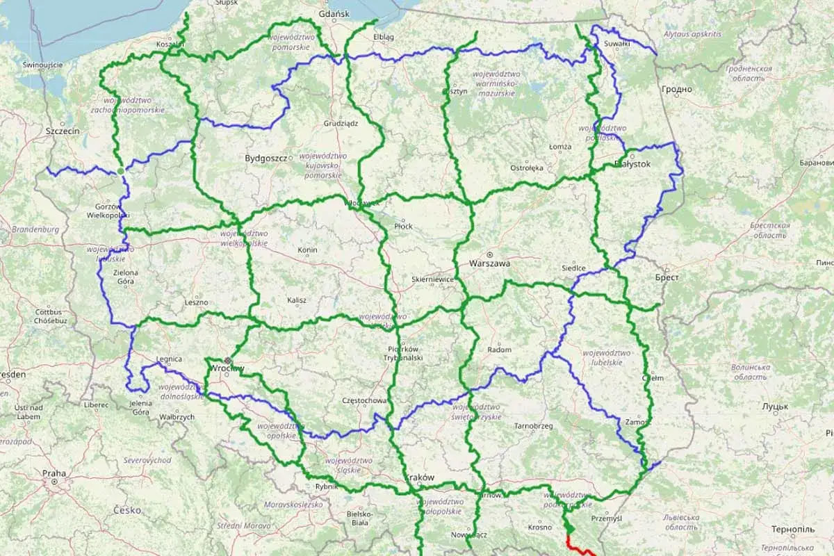 Mapa tras enduro Polska, zróżnicowany teren motocyklowy