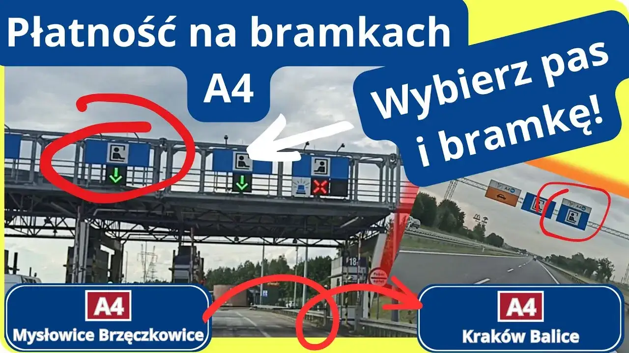 Bramki autostradowe A4 Katowice Krak&oacute;w płatność got&oacute;wką kartą