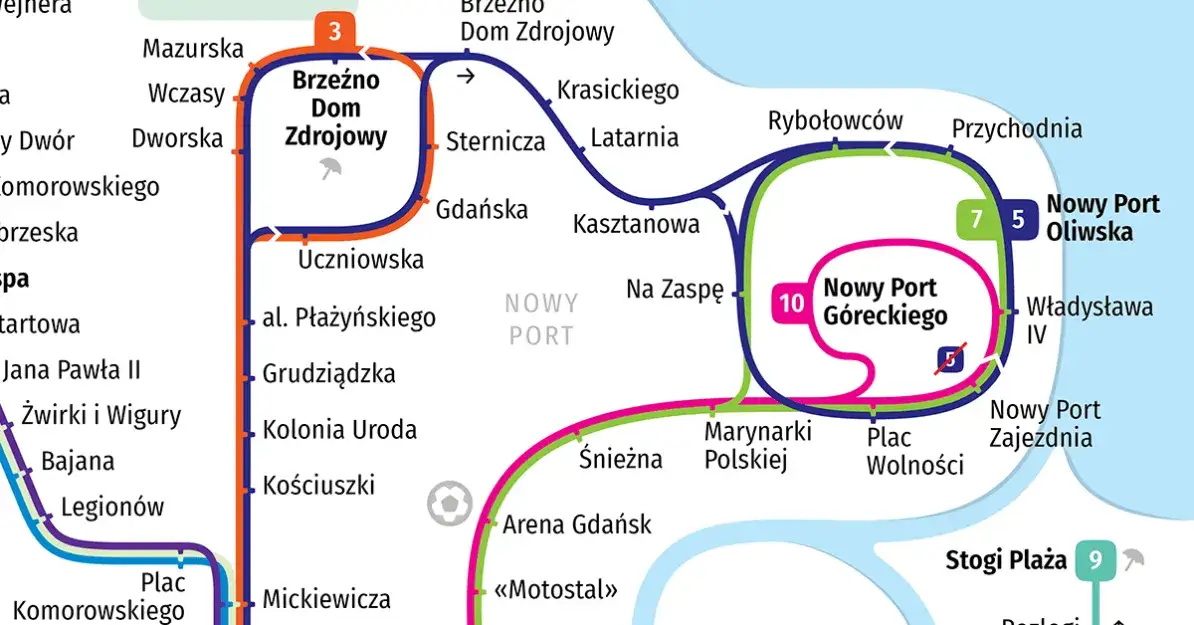 Mapa tras samochodowych do Gdańska z gł&oacute;wnych miast Polski