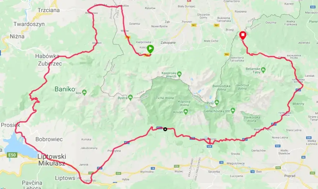 mapa trasy motocyklowej dookoła Polski GPX