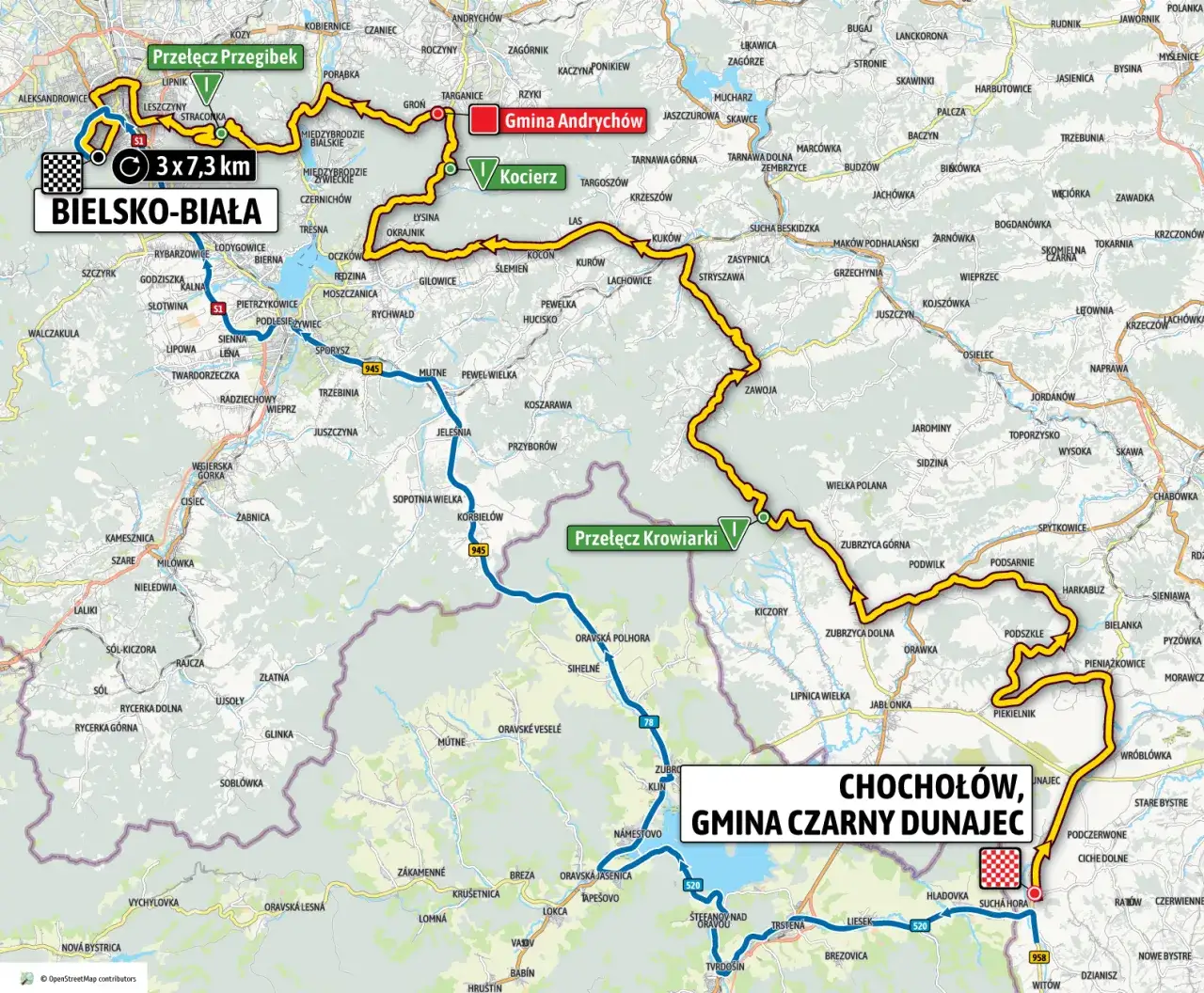trasa Czarny Dunajec Chochołów mapa