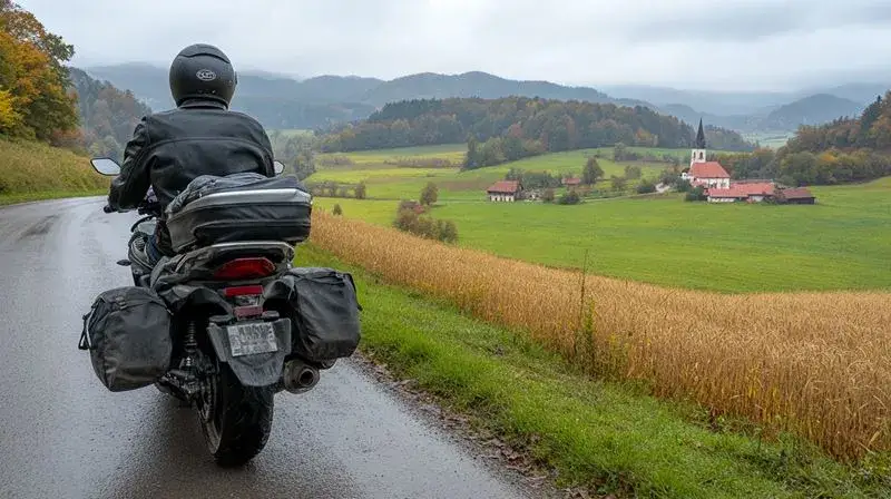 motocykl na drodze w lesie wielkopolski park narodowy
