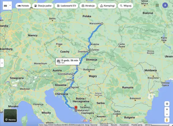 Trasa Warszawa-Chorwacja: Która najlepsza? Porównanie i koszty